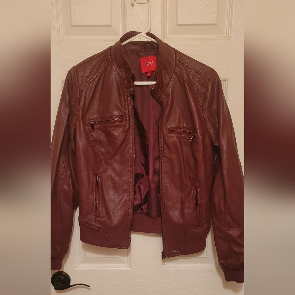 Guess Mystic Wine Faux Leather Jacket